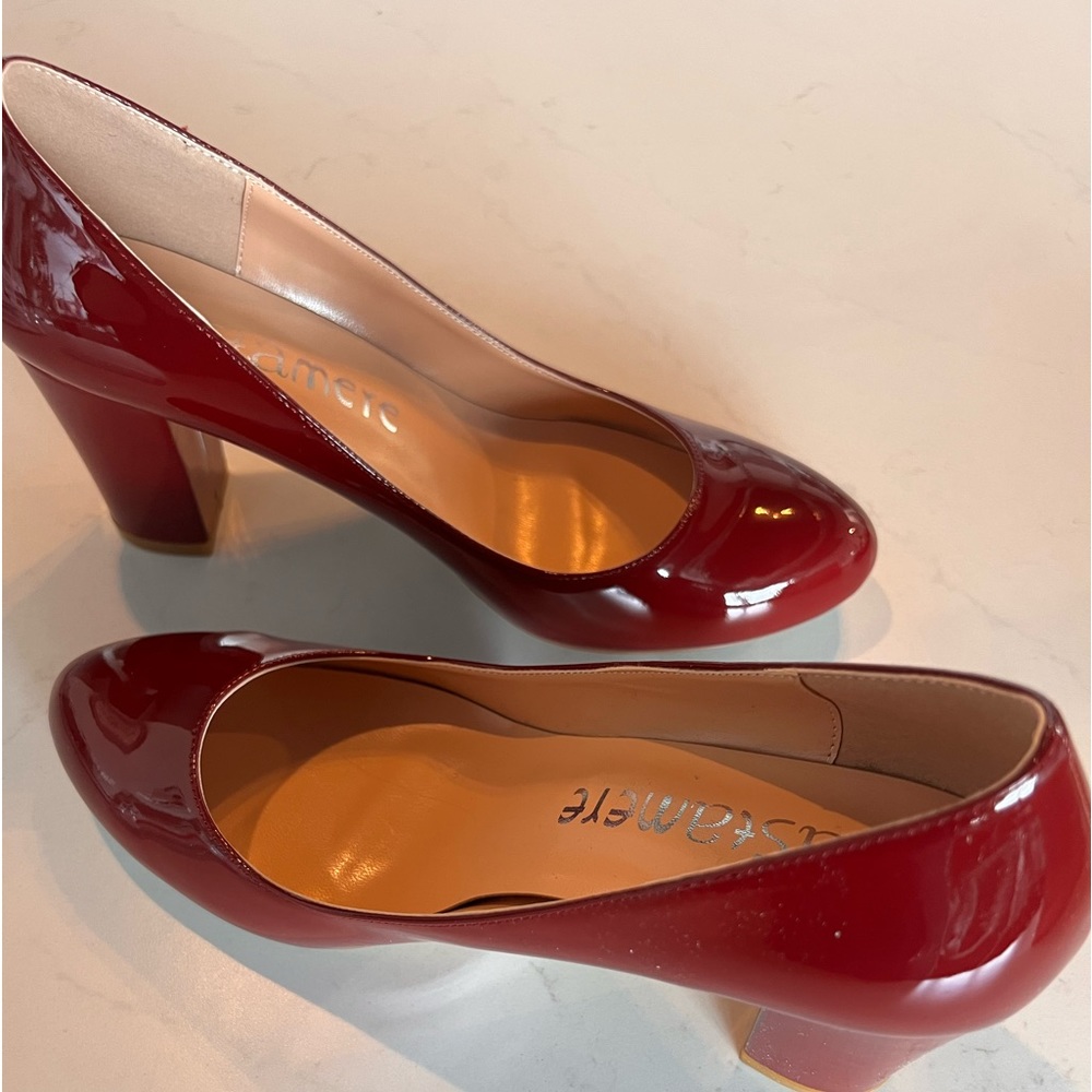 NWT Castamere Women's High Heels Round Toe Slip-On Pumps; 3.2 inch Block Heel
